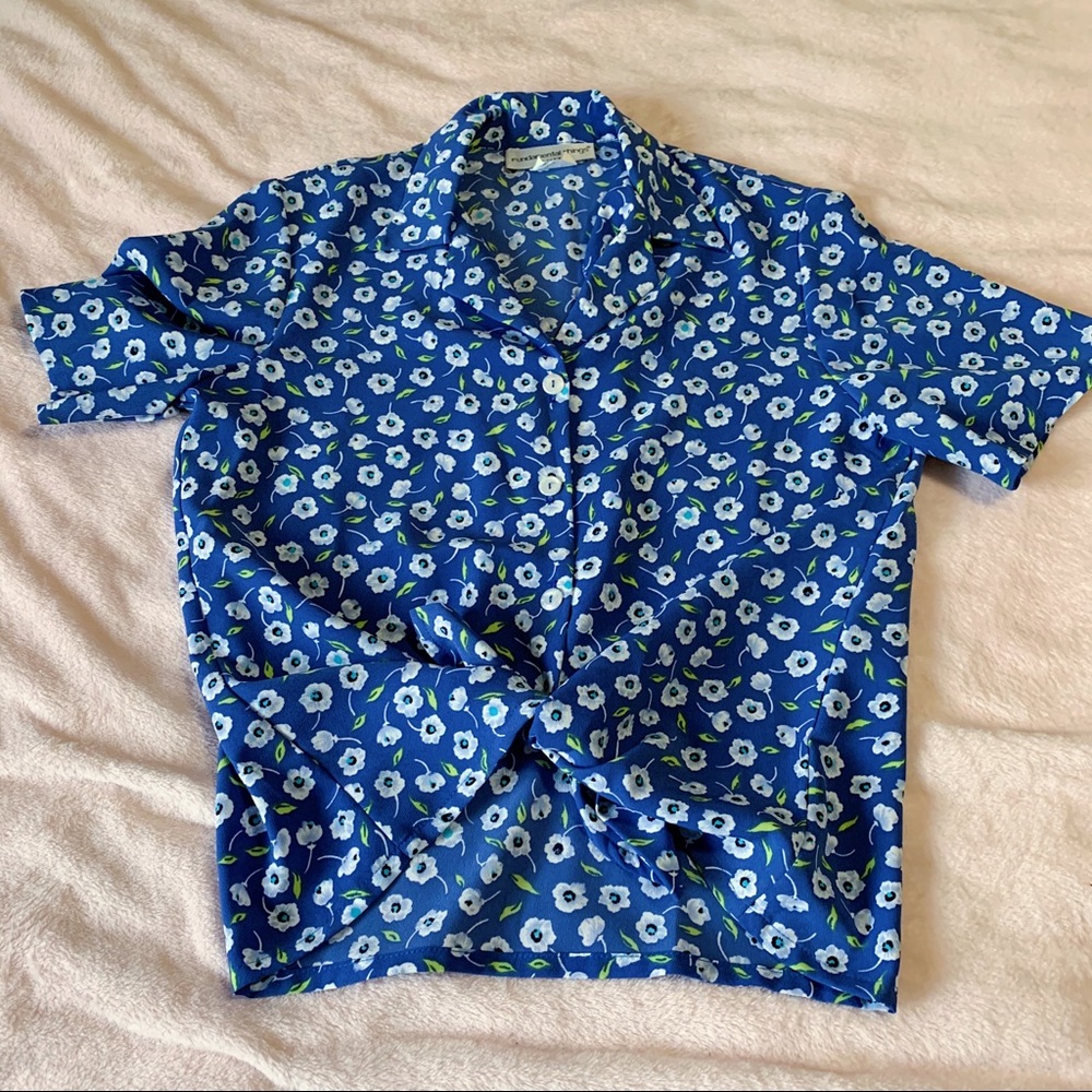 Blue floral blouse